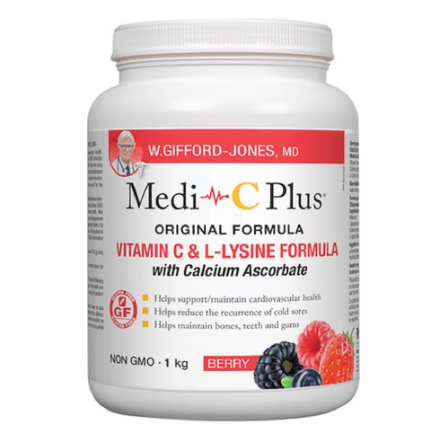 W. Gifford-Jones MD Medi-C Plus Vitamin C & Lysine Formula with Calcium Ascorbate Berry - YesWellness.com