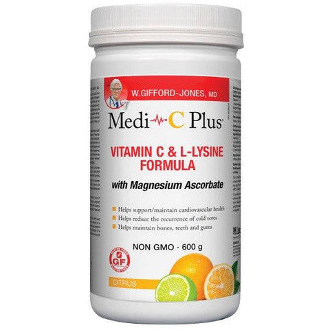 W. Gifford-Jones MD Medi-C Plus Vitamin C & Lysine Formula with Magnesium Ascorbate Citrus - YesWellness.com