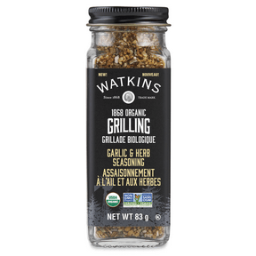 Expires December 2025 Clearance Watkins 1868 Organic Grilling Garlic and Herb Seasoning 83g
