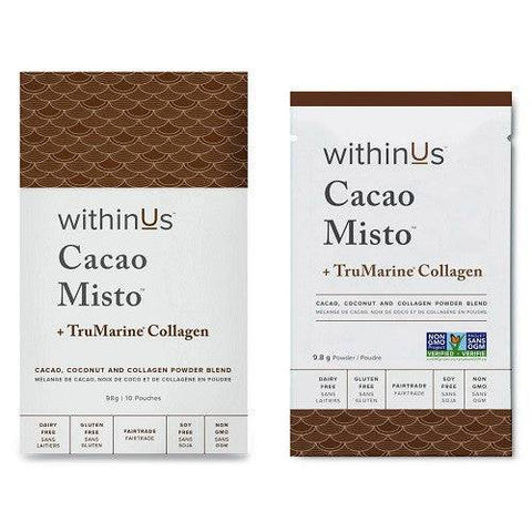 withinUs Cacao Misto + TruMarine Collagen 10 x 98g Pouches - YesWellness.com