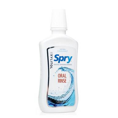 Expires May 2026 Clearance Xlear Spry Dental Defense System with Xylitol Oral Rinse - Natural Cool Mint 473 mL