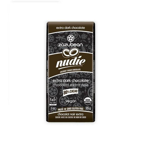 Zazubean Nudie Extra Dark Chocolate 80% Cacao 12x85g Box - YesWellness.com