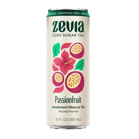 Zevia Zero Sugar Tea Passionfruit Sweetened Tea Hibiscus Tea 12 x 335mL - YesWellness.com