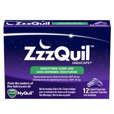 Expires April 2026 Clearance ZZZQuil Nighttime Liquidcaps Sleep-Aid - 12 Liquid Capsules